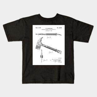 Fireman Axe Patent - Fire Fighter Art - Black And White Kids T-Shirt